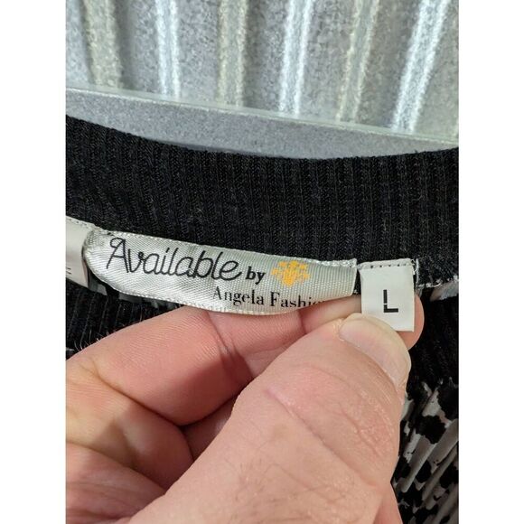 Available by Angela Fashion Animal‎ Print Blouse Beige Black Long Sleeve Women's - Picture 4 of 5